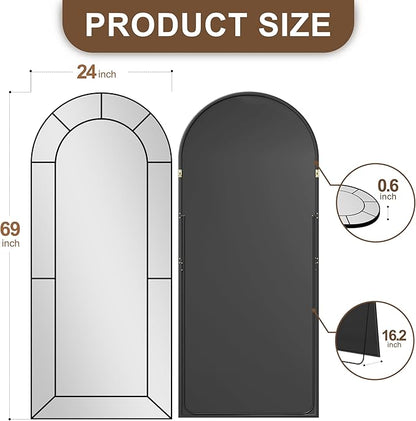 Wall Mirror,Full Length Floor, Window Pane for Living Room Decor, Decorative Wall Art, Large Wall for Bedroom, Hallway, Living Room Arch-65"X28"