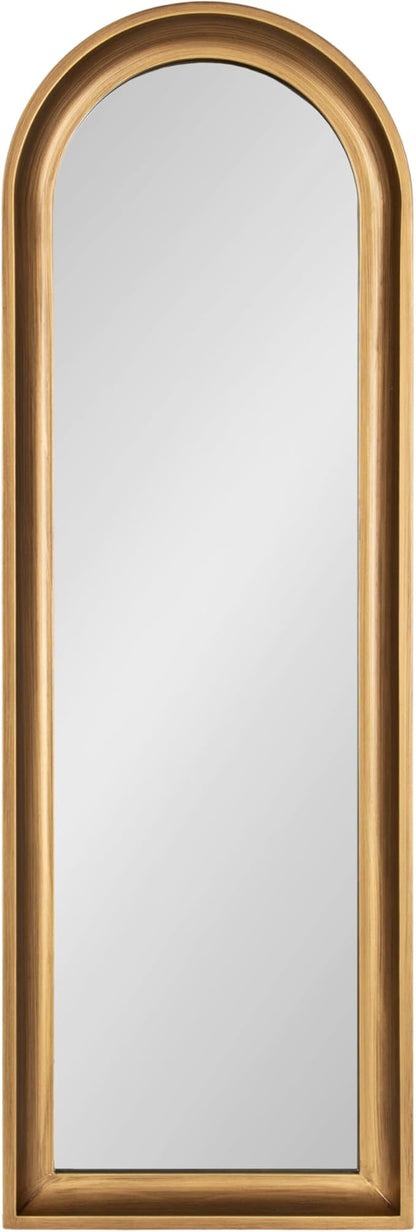Kate and Laurel Hatherleigh Modern Slim Arched Panel Wall Mirror, 12 x 36, Gold, Transitional Narrow Wooden Arch Mirror for Use as Versatile Bedroom or Entryway Wall Decor