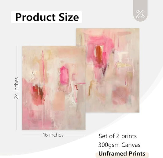 Tocliky Abstract Wall Art Neutral Modern Canvas Painting Decor Pink Beige Minimalist Wall Art Contemporary Abstract Poster Artwork for Living Room Bedroom 16x24 Inch Unframed Set of 2