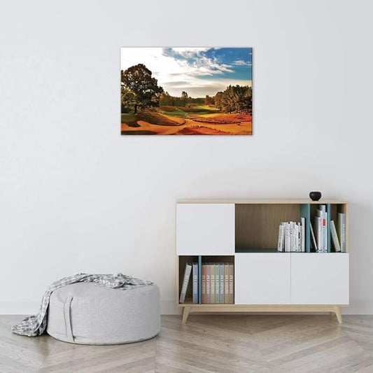 Tobacco Road Golf Course Wall Art for Living Room Bedroom Bathroom Home Decoration North Carolina Golf Course Picture Poster Framed Artwork Golf Canvas Prints Ready to Hang(18''H x 24''W)