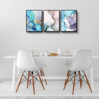 MHARTK66 Abstract Wall Art for Bedroom Wall Decor for Living Room Office Decor Abstract Colorful Painting 3 Piece Bathroom Framed Canvas Art Prints Ready to Hang Kitchen Wall Pictures Home Decor