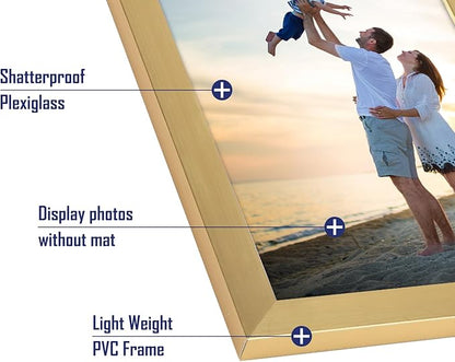 Hoikwo 14 Packs 4x6 Gold Multi Plastic Picture Frames Set with Plastic Cover for Family Photos, Artwork, Light Weight Bulk 4 by 6 Frames Pack for Wall Hanging and Table, Stylish Picture Frames