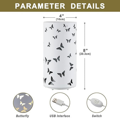Butterfly Night Light - USB Table Lamp with Rotating Projection, Portable Bedside Light for Bedroom, Coffee Shop, Gifts for Women, Mom, Birthday