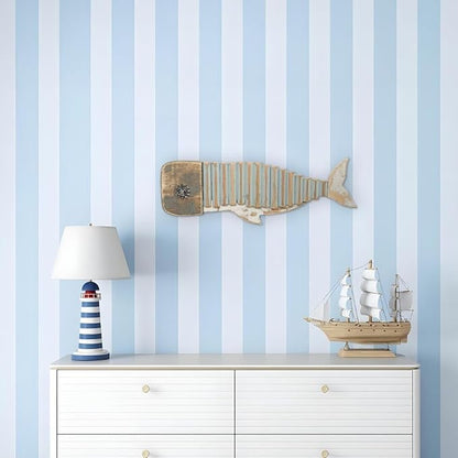 Driftwood Fish Nautical Wall Decor - Handmade Wooden Rustic Coastal Wall Art for Living Room, Bedroom, Office, Bathroom - Ocean Beach Decoration (Wally)