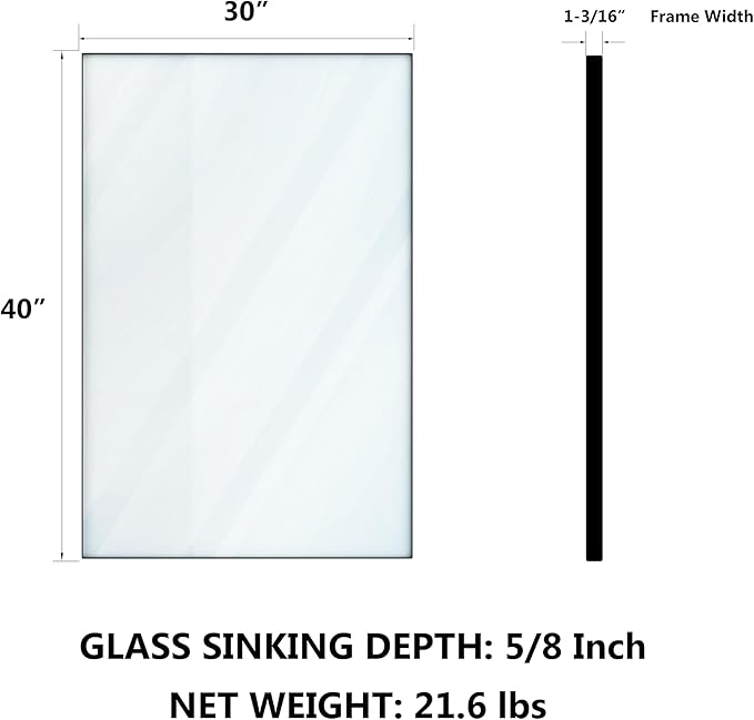 VocalStar Black Framed Mirror for Bathroom 40 x 30 Inch, Large Rectangular Wall Mirror Square Corner Metal Frame Bathroom Vanity Mirror Farmhouse, 1/4-inch Shatterproof Glass | Ultra-Flush Hanging