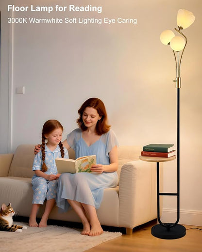 Lightdot 65IN Floor Lamp with Tray Dimmable LED Floor Lamps with 3000K Bulbs Included, Unique Metal Pole Mid Century Modern Tall Standing Lamp for Living Room/Bedroom/Sofa Beside/Corner Decor