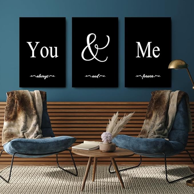 GUBIYU Set of 3 Framed Farmhouse You and Me Wall Art Above Bed Wall Decor for Bedroom 16"x24"