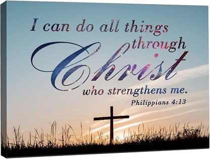 ”I can do all things through christ who strengthens me philippians 4:13. Christian Jesus Canvas Wall Art, Wall Inspirational Quotes Framed Artwork for Church Living Room Bedroom,11"*15"(29x38cm)