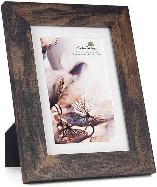 brown 5x7 Picture Frame set of 3,Display 5x7 without Mat or 4x6 with Mat