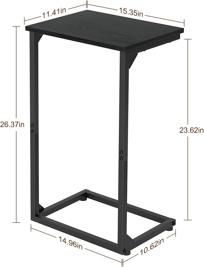 AMHANCIBLE C Shaped End Tables Set of 2, Couch Side Tables that Slide Under Sofa, TV Trays for Living Room, Bedroom, Small Space, Black, HET02BBK