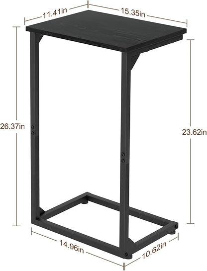 AMHANCIBLE C Shaped End Tables Set of 2, Couch Side Tables that Slide Under Sofa, TV Trays for Living Room, Bedroom, Small Space, Black, HET02BBK