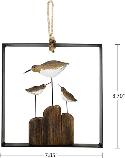 Aecipl Nautical Wood Wall Decoration Rustic Wooden Hanging Ocean Home Decor Hand Carved Beach Themed Ornament for Door (Rectangular, B)