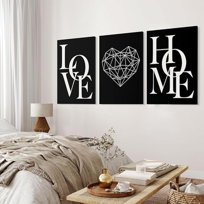 GUBIYU Love Home Wall Decor - Black and White Farmhouse Modern Home Decor - Family Love Sign, 24"x36"