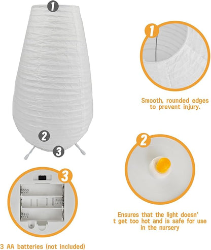 YY YEARCHY Cordless Paper Lamp Table Lamp Japanese Rice Paper Shade for Bedroom Livingroom (1, 10.43"x 5.71")