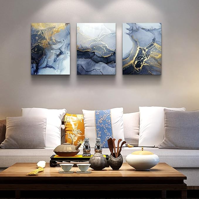 DZRWUBHS Abstract Wall Decor for Living Room Large Canvas Wall Art for Bedroom Abstract Ink Wall Painting Artworks Hang Pictures for Office Decoration Home Decor Posters Art 16x24 inch 3 Piece