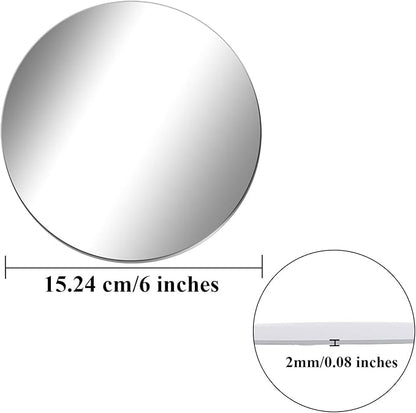 Aneco 6 Pack Acrylic Round Mirrors Non Glass Round Mirror Plate Self Adhesive Mirror Stickers for Home Wall Decor or Wedding Table Centerpiece, 6 Inches, (Thickness 2 mm)