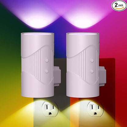 easuntec Night Light, Night Lights Plug into Wall, Color Changing Night Light, Dusk to Dawn Sensor, 8 Light Modes, Dimmable RGB Night Lights for Bedroom Bathroom Hallway Kitchen Stairs (RGB,2 Pack)