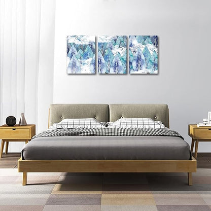 Abstract Canvas Wall Art For Living Room Family Wall Decor For Bedroom Modern Wall Decorations For Bathroom Hang Pictures Artwork Kitchen Canvas Art Blue Tree Wall Paintings Home Decoration 3 Piece