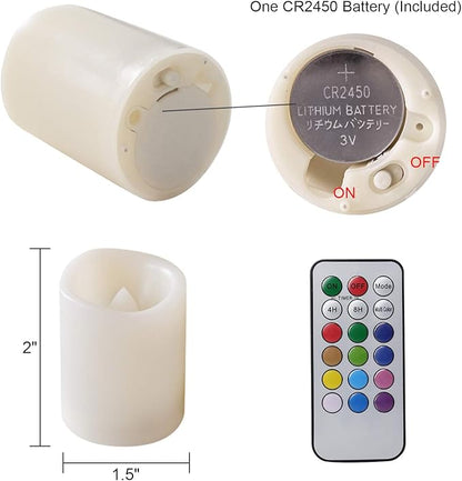 Color Changing Flameless Votive Candles with Remote and Timer, Battery Operated White LED Flickering 12 Pack Halloween Christmas Decor (1.5 x 2 Inches)