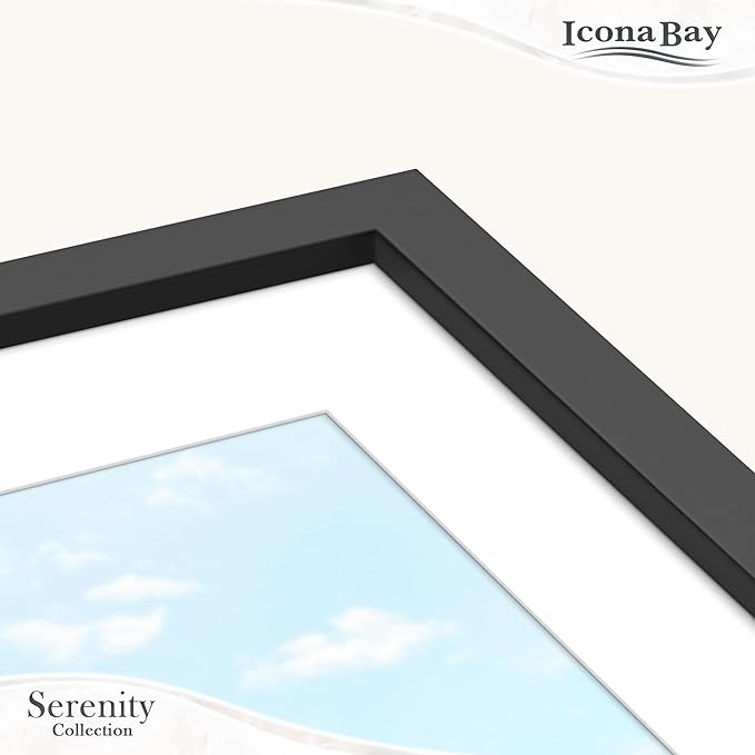 Icona Bay 5x7 Picture Frames w/Removable Mat for 4x6 Photos (Black, 10 Pack), Sleek Modern Style Frames, Table Top or Wall Mount, Serenity Collection