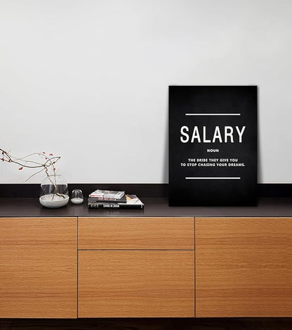 Motivational Canvas Wall Art - Inspirational Leadership & Salary Quotes, Framed Office Decor for Bosses and Entrepreneurs, Ready to Hang (12x16 Inches)