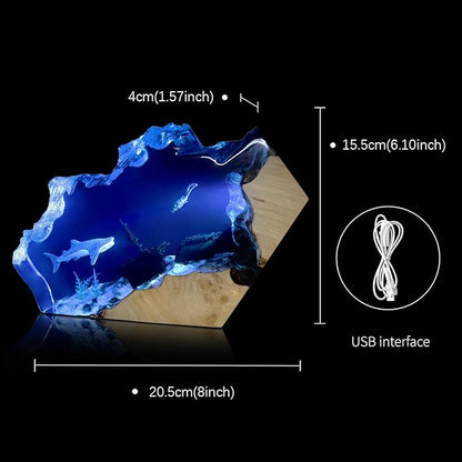 Epoxy Resin Lamp, Ocean Night Light,Artistry Home Decor Bedside Nightlight, Unique Resin Lighting, Nightstand Decorations for Bedroom, Suitable for Holidays(Sunken Boat)
