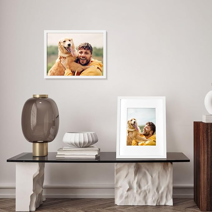 9x12 Picture Frame with Plexiglass, Display Pictures 9x12 Without Mat for Tabletop Display and Wall Mounting, Set of 6，White