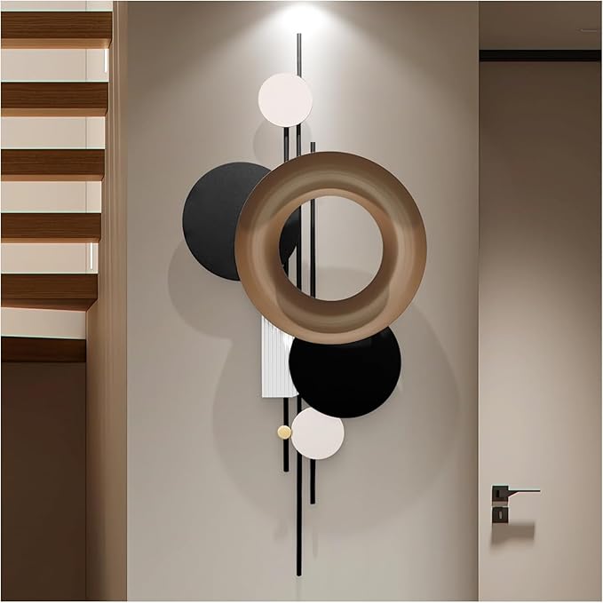 HEBOIX Modern Geometric Large Metal Wall Art 3D Wall Sculptures Handmade Wall Hanging Wall Decoration for Living Room/Dinning Room/Bedroom/Entryway/Kitchen/Office
