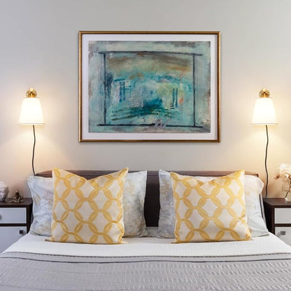 Gold Plug-in Wall Sconces Set of 2, Bedside Lamps With Fabric Linen Shade, Brass Gold Wall Sconce With Cord, Wall Decor Bedroom Lights for Living Room Hallway Porch