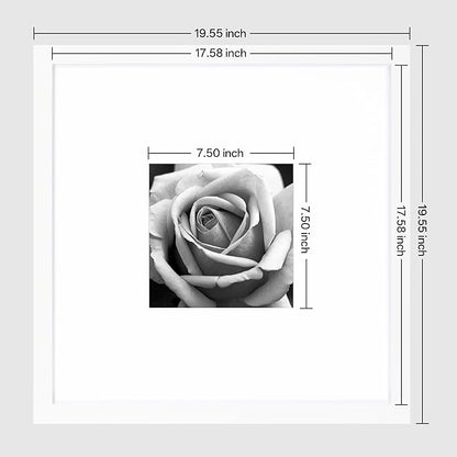 eletecpro 18x18 Picture Frames Set of 9, Classic Gallery Wall Frame Set for 8x8 Photos with Mat or 18x18 without Mat, Storyline Picture Frame for Art Prints, White Poster Frames for Home Decor Wall
