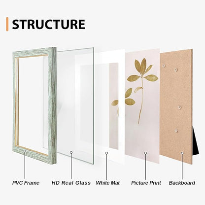 Fixwal 8x10 Picture Frame Set of 5, Vintage Photo Frame, Rustic Retro Picture Frame with Tempered Glass, Decorative Art on Walls and Tabletop Placement