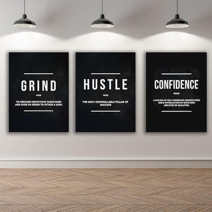 Yetaryy Motivational Poster Inspirational Wall Art 3 Pieces Canvas Painting Lion Artwork for Living Room Office Modern Home Decor Prints Pictures Wall Decor Framed Ready to Hang [36''Wx 16''H]