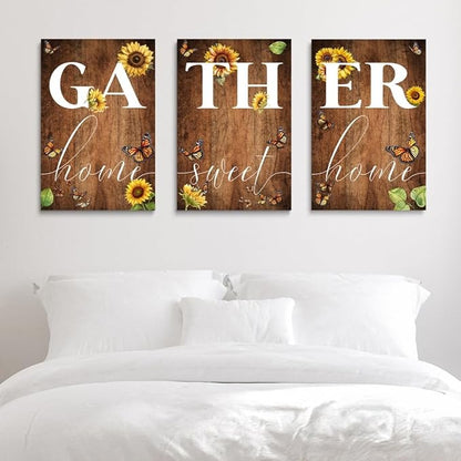GUBIYU Gather Signs for Home Decor Gather Wall Decor for Dining Room Home Sweet Home Sign Rustic Wood Large Farmhouse Home Sweet Home Wall Decor Sign Artwork for Living Room,Wall Wedding Decor 24"X36"