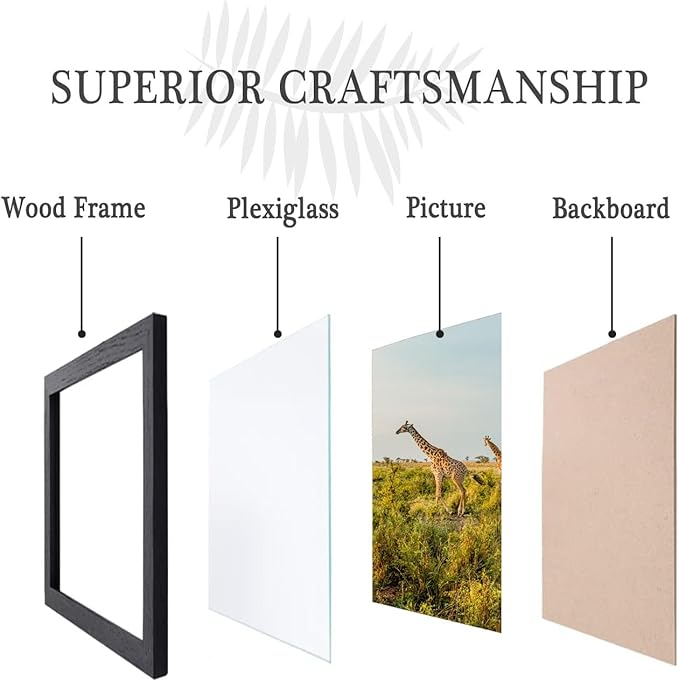 11x17 Picture Frame Set of 5,Wooden Frame 11x17 Wall Gallery Poster Photo frame Black with Durable Shatter Resistant Plexiglass for Wall Mounting Family -friend- wedding best gift