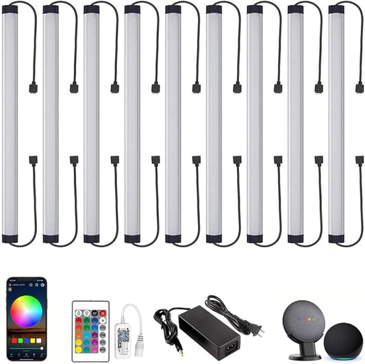 Under Cabinet LED Lighting, Dimmable Under Counter Lights, WiFi Smart Controlled,RGB,12 Inch, Multicolor Linkable Lamps with Remote Control, Compatible with Alexa Google Home (9 Pack)