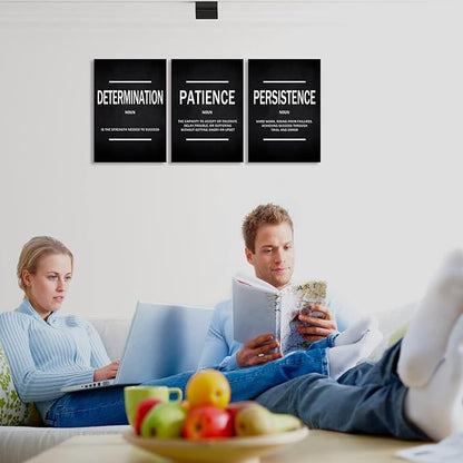 KAWAHONE Inspirational Quotes Wall Art, Motivational Determination Patience Persistence Poster Positive Affirmation Wall Picture for Home Office Bedroom Dorm Gift for Business Ready to Hang