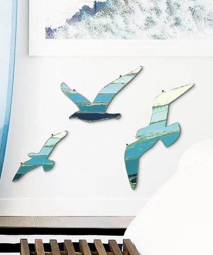 Putuo Decor 3pcs Wood Seagull Wall Decor Beach Wall Hanging Coastal Theme Wall Art Nautical Wall Sculpture Sea Birds Lake House Ocean Decor Vintage Ornaments for Home Bathroom