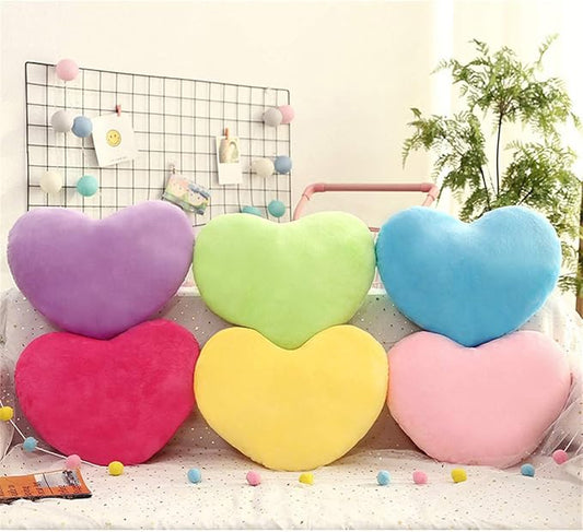 S_SSOY Plush Pillow Heart Shape Cushion Fluffy Throw Pillows Decorative Back Cushions for Friends Valentine's Day (Purple)