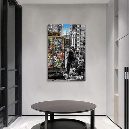 Yatsen Bridge Banksy Wall Art Paintings, Street Landscape of London City Canvas Paintings, Graffiti Pop Art Posters And Prints for Home Decor Ready to Hang - 24x36 inch