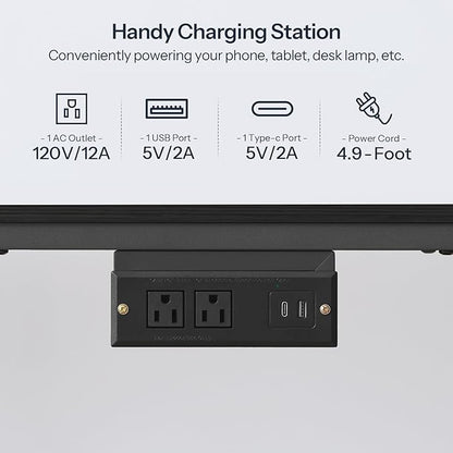 HOOBRO TV Stand with Charging Station to 55 Inches, LED Entertainment Center, Media TV Console Table with Open Storage Shelving for Living Room, Bedroom, Black BB122UDDS01