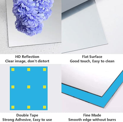A2 Acrylic Mirror Sheet for Wall, 16.5" x 23.2" Large Rectangular Mirror Tiles Frameless Wall Mounted Mirror Self-Adhesive Mirror Stickers for Vanity Bedroom Home Decor