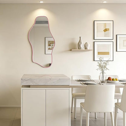 Asymmetrical Wall Mirror, 35.8"x17.7" Irregular Tempered Glass Mirror, Modern Abstract Frameless Mirrors for Living Room Bathroom Bedroom Hallway Entryway, Horizontal or Vertical Hanging