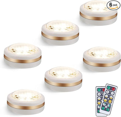 LEASTYLE Puck Lights with Remote,Wireless Under Cabinet Lighting Battery Operated,Nightlight with Adjustable Brightness and Timer,Under Counter Light for Kitchen,Bedroom,Closet,Display,Bookshelf