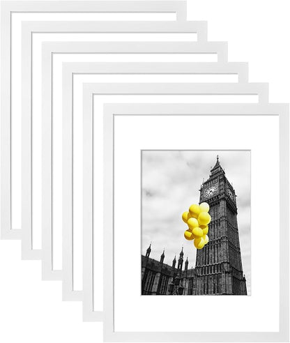 9x12 Picture Frame with Plexiglass, Display Pictures 9x12 Without Mat for Tabletop Display and Wall Mounting, Set of 6，White
