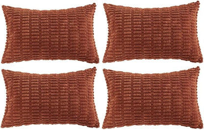Fancy Homi 4 Packs Decorative Throw Pillow Covers for Living Room Couch Bed, Modern Farmhouse Boho Home Décor Accent Cushion Case, 24" x 12", Rust