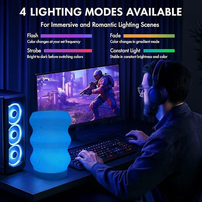 Wave Table Lamp - Modern Bedside Light for Bedroom, Desk, Nightstand, or Office - Mood Lighting Lamp - Eco-Friendly Gift Idea - Unique Home Decor - LED Night Light