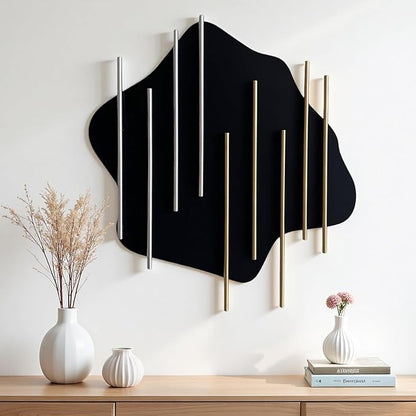 HYVAKUPPA 3D Large Metal Wall Decor Modern Aesthetic Wall Sculptures 19.3”W by 19.7”H Luxury Geometric Circular Decor Wall Art Artwork for Bedroom Dining Living Room Wall Decorations