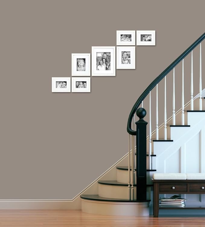 Craig Frames 23247812 Picture Frame 7-Piece Wall Set, White Frames, White Display Mats