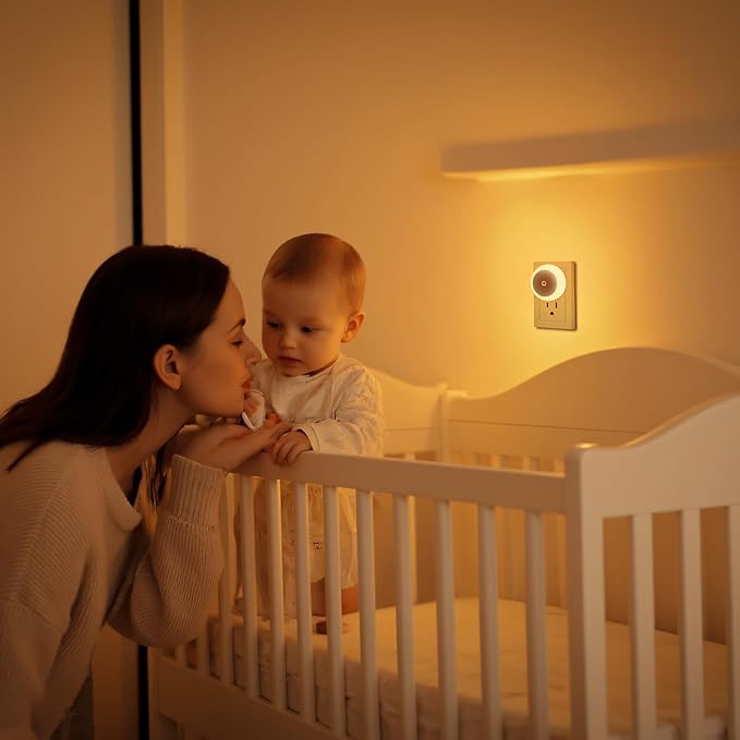 KINUR 6 Pack Amber Night Light, LED Night Lights Plug into Wall with Dusk to Dawn sensors, Plug in Night Lights for Kids Room, Bedroom, Bathroom, Baby Nursery,Stair Lights, Hallway Light