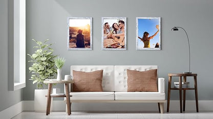 8x8 Picture Frame set of 3, 8 x 8 Square Wall Gallery Poster Photo Frame Rustic White for Wall Hanging or Tabletop, Wall Mounting Horizontally or Vertically,best gift